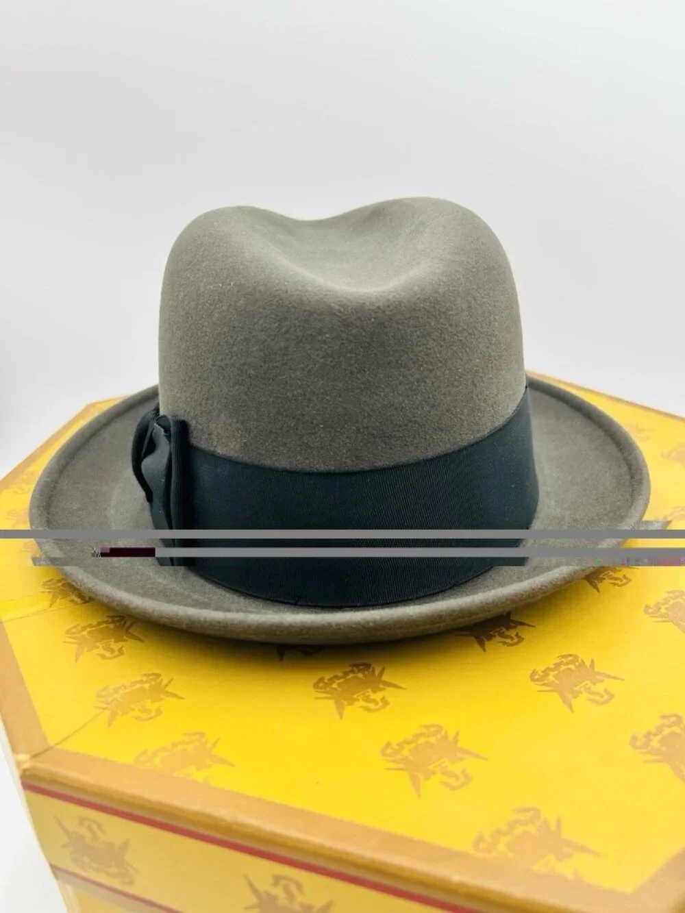 Vintage KNOX New York Fedora Hat Grey Sz 7 1/4 Long Oval Fur Felt Superfine NEW